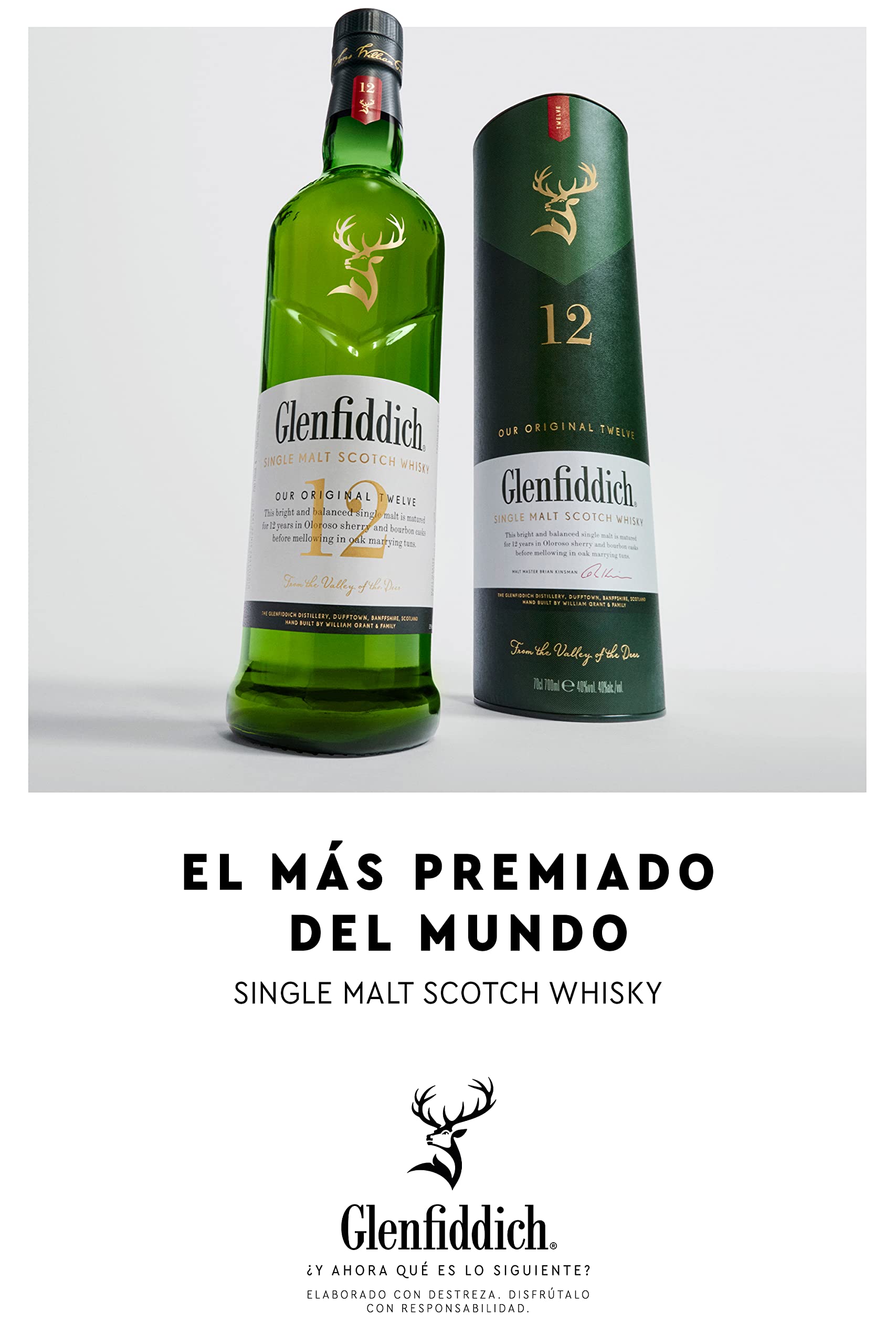 Glenfiddich 12 años Whisky escocés de malta, 70cl