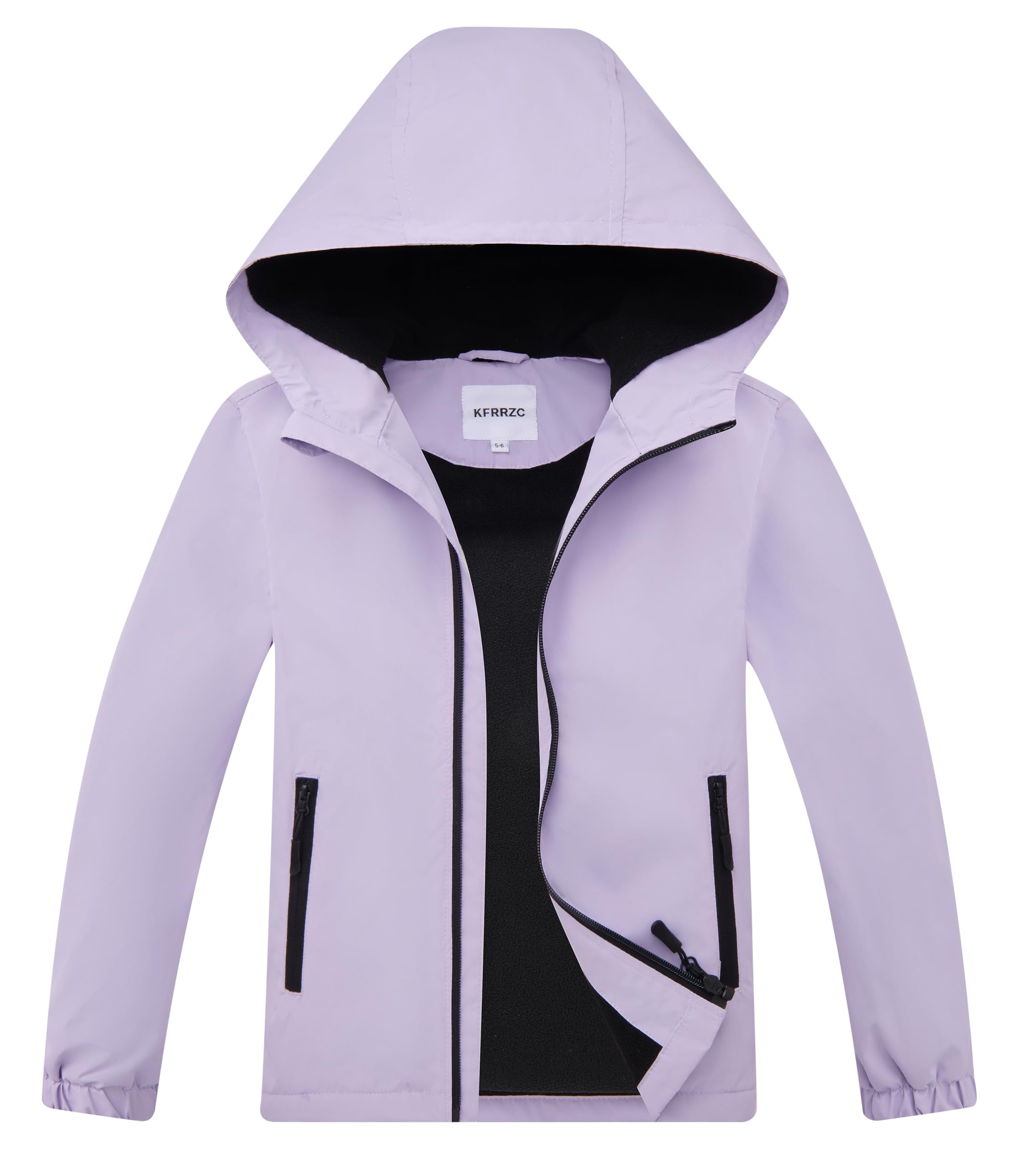Boys Girls Waterproof Hooded Jackets Fleece Lined Rain Jackets