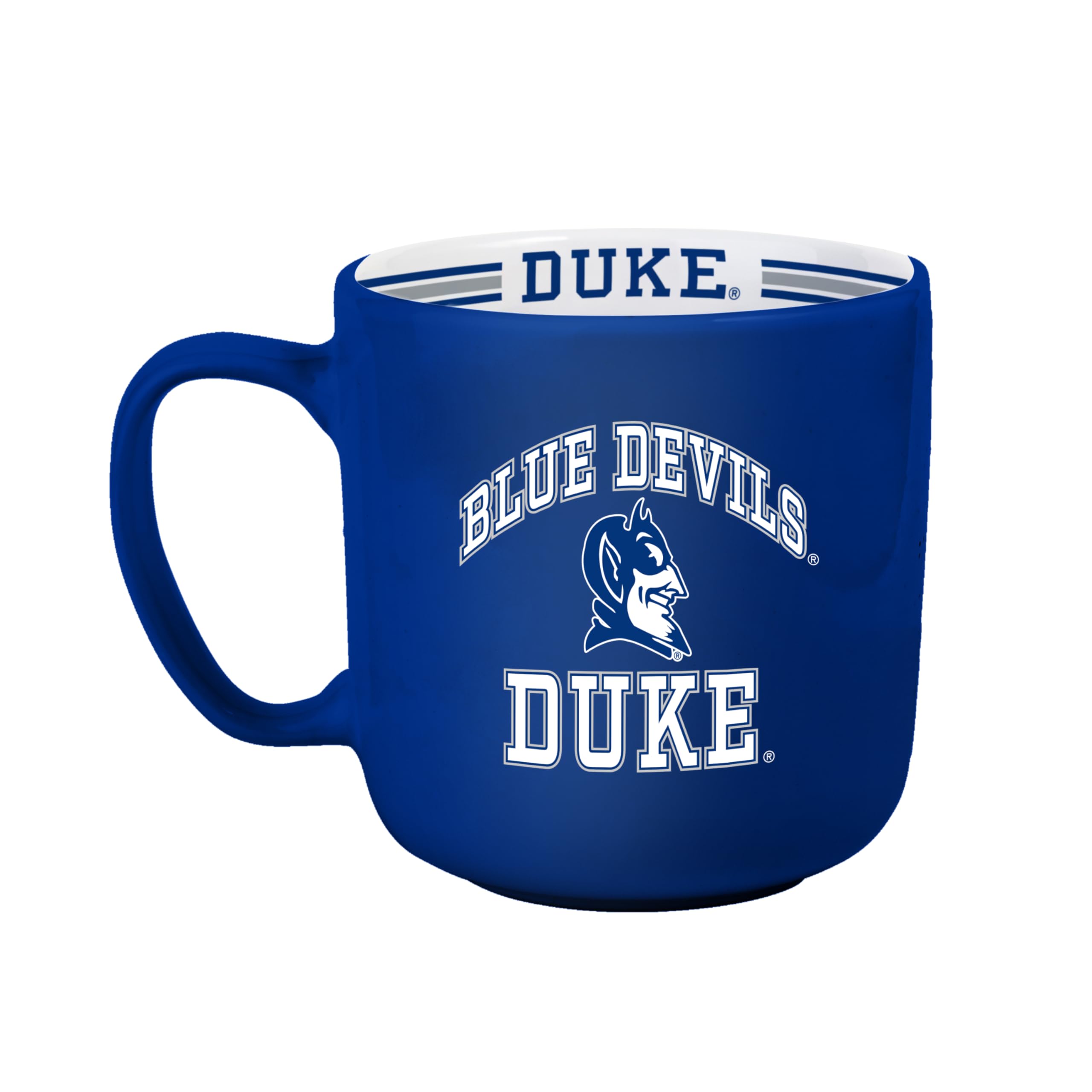 Logo Brands NCAA Duke Blue Devils 15 oz Stripe Coffee Mug - Vintage Team Logo, Inside Print &amp; Stripes, Microwave &amp; Dishwasher Safe- Great Gift For Fans &amp; Alumni