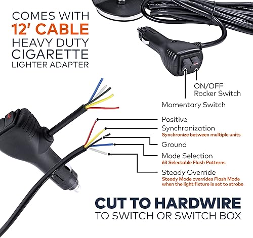 Miniatura 6 de LAMPHUS - Luz estroboscópica NanoFlare NFMB40 de emergencia (LED, 40 W), color azul, 26", Ambar