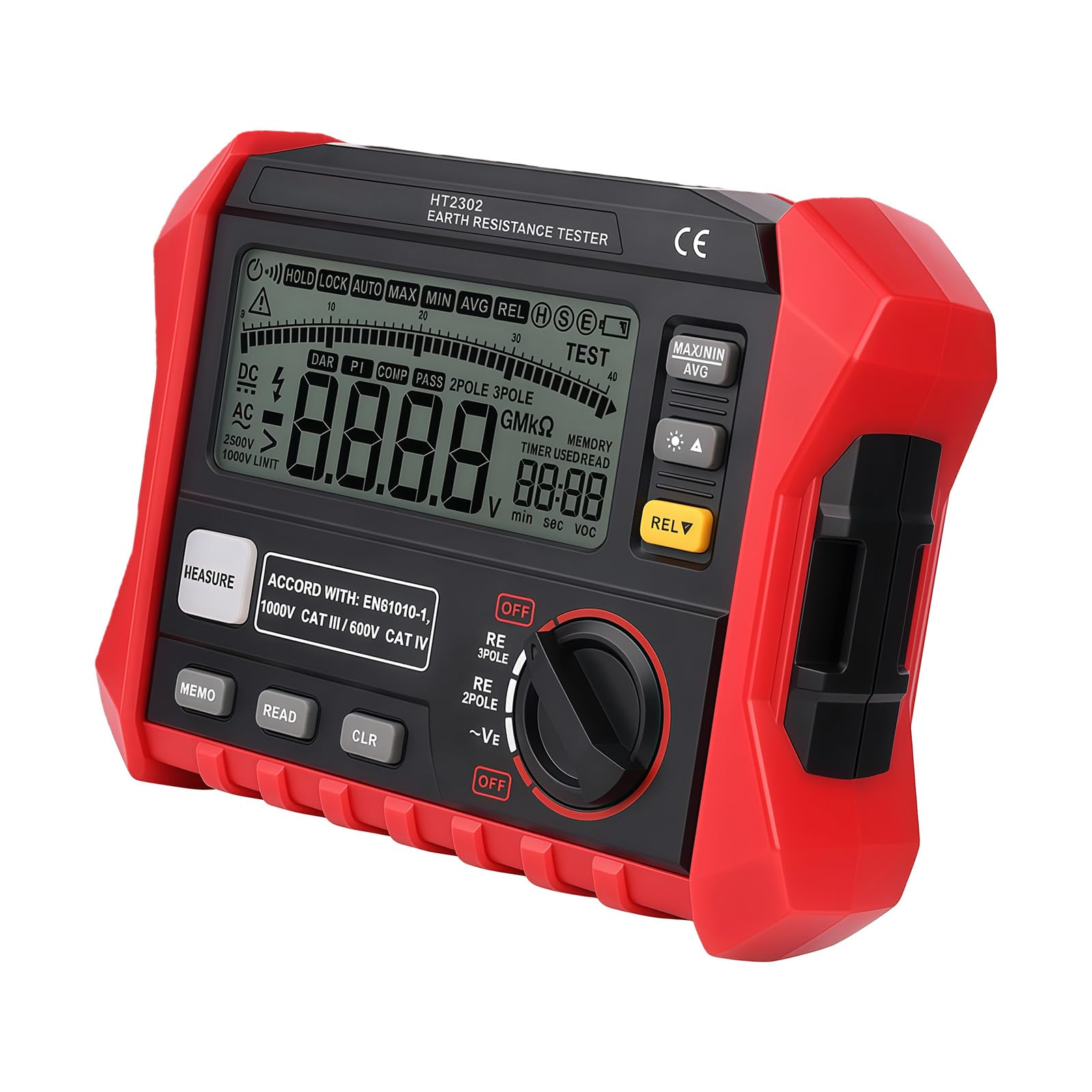 Tsophreniq Light Ground Resistance Tester Offering Auto Shut Off And Multiple Measurement Mode For Efficient Battery Usage Voltages Measurement