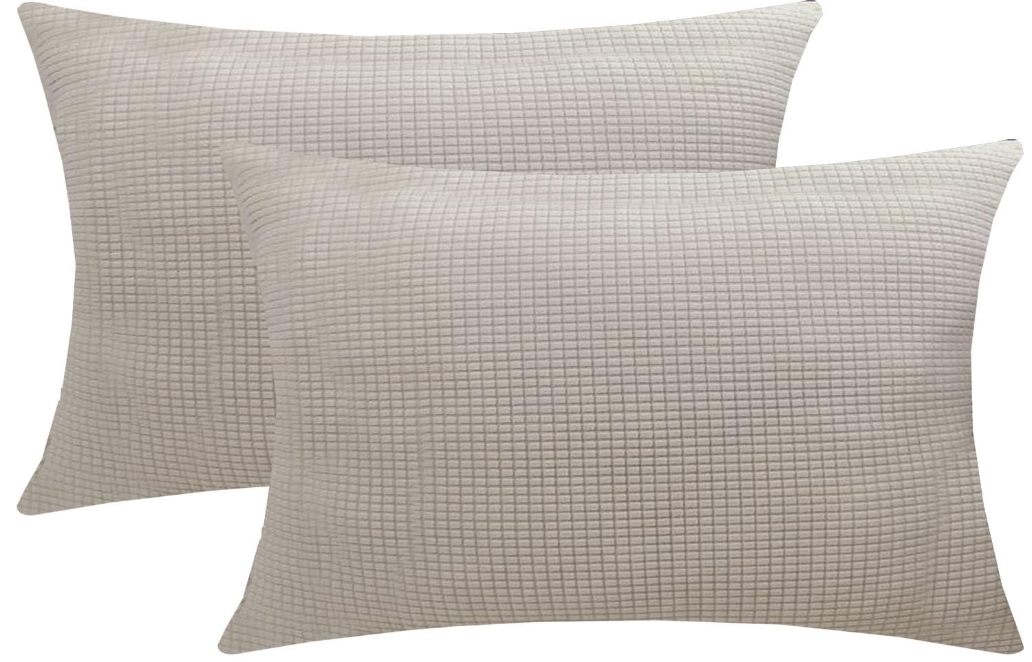 ELYSYSRL Cushion Covers Pack of 2 Large Decorative Square Throw Pillow Case Green/Brown/Grey/Blue for Sofa Living Room Couch,Rectangle Pillowcase Covers with Invisible Zipper(Beige,85x70cm(Set of 2))