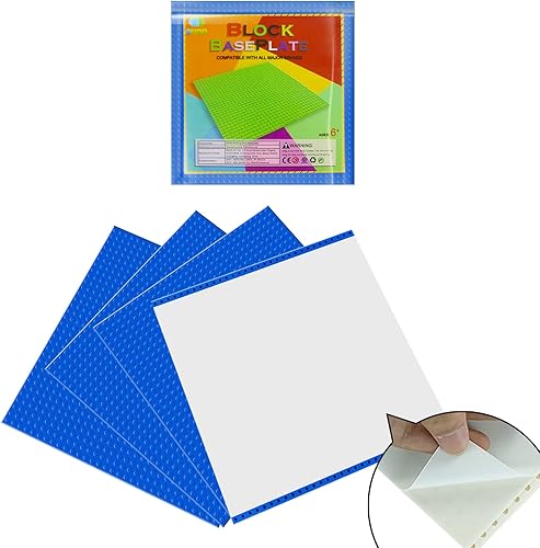 EKIND Placas de ladrillo de construcción autoadhesivas, placas base de 10 x 10 pulgadas con adhesivo para ladrillos de juguete, actividades STEM y
