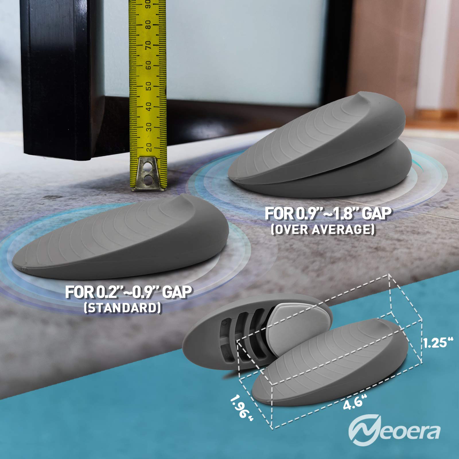 Neoera Door Stopper Wedge (3 Pack, Gray) - Rubber Door Stop With Holder - Works On All Floors & Carpets