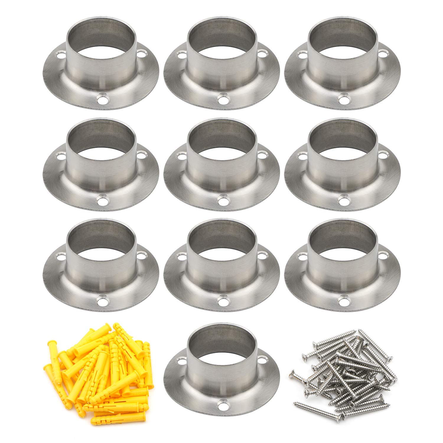 Pxyelec Stainless Steel Closet Rod Flange Holder for Outside Diameter 1.26 inch ( 32mm ) Steel Pipe, Pack of 10 — image 1