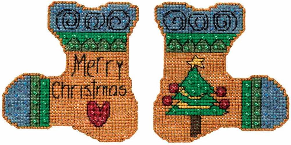 Merry Christmas Christmas Stockings Beaded Counted Cross Stitch Kit Mill Hill 2016 Sticks ST141613