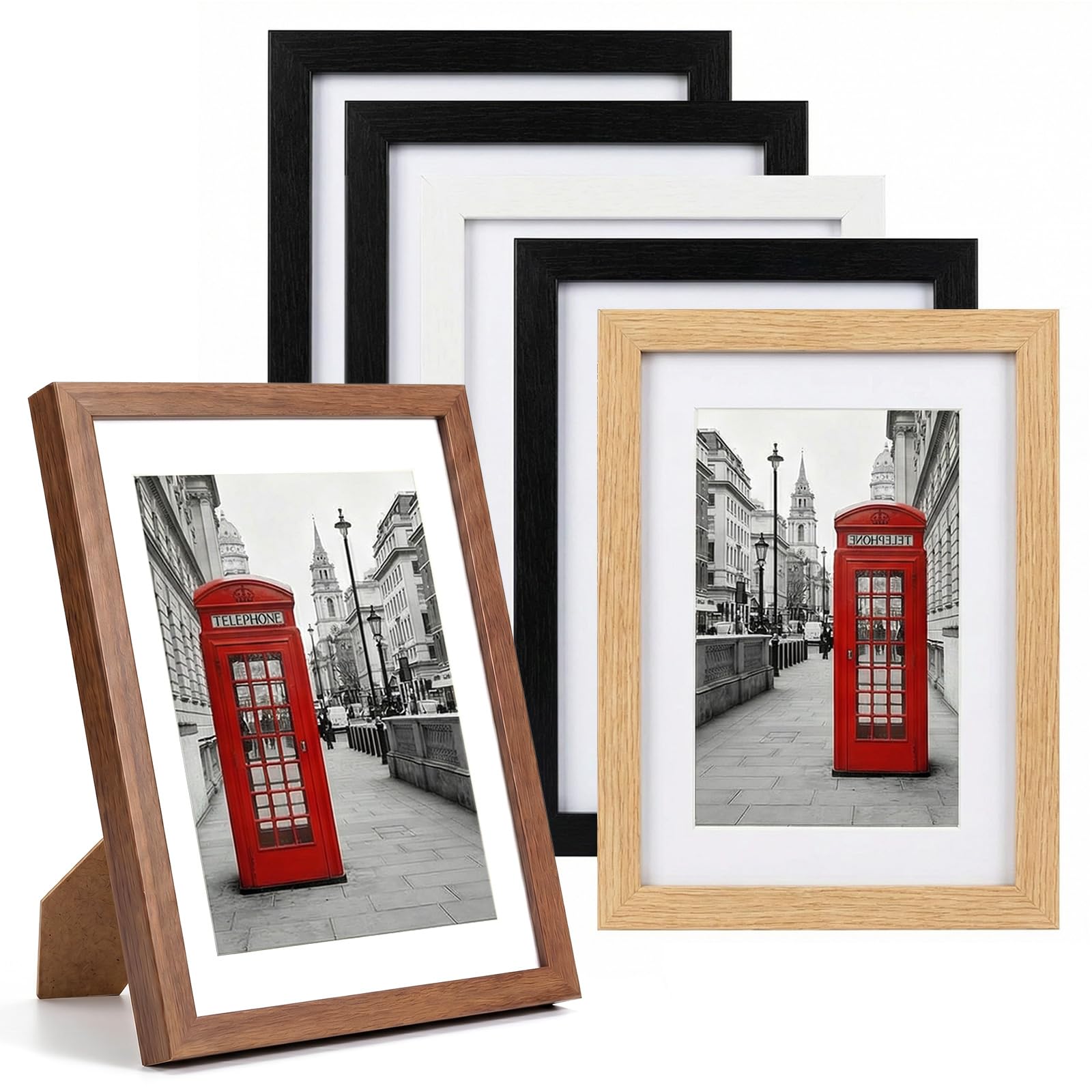 6 Pcs 5 Γ 7 Photo Frame, 13 Γ 18 cm, Picture Frames with Plexiglass Window for Tabletop and Wall Mounting, Picture Frame Set for Home Office Living Room DΓ©cor