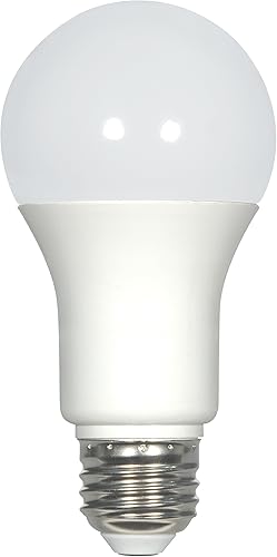 Satco Paquete de 6 bombillas LED de estado sólido S29837; 120 voltios; 9.8 vatios; 800 lúmenes; base mediana A19; 3500; regulable; acabado esmerilado