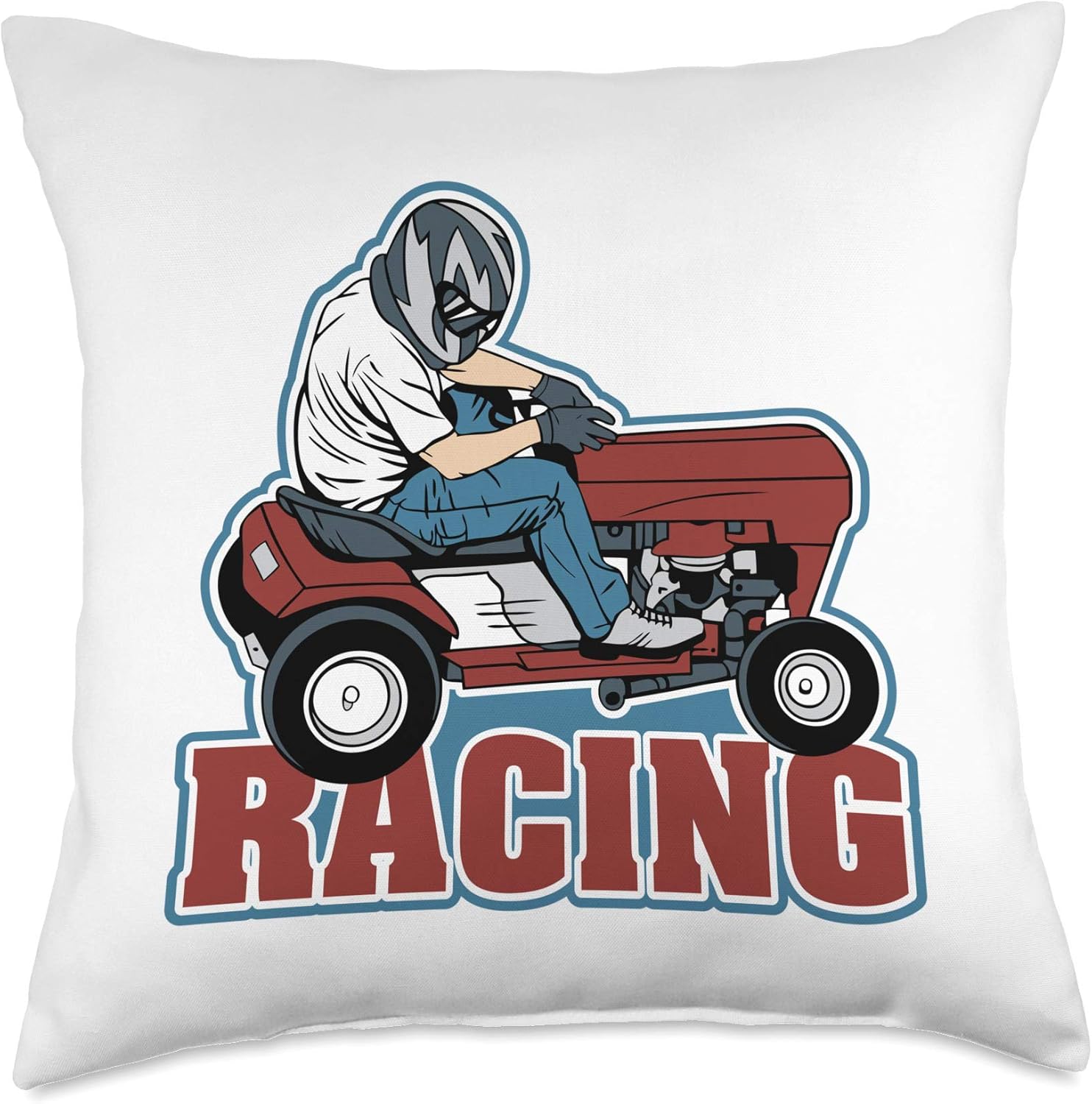 Lawn Mower Racing Fans Throw Pillow