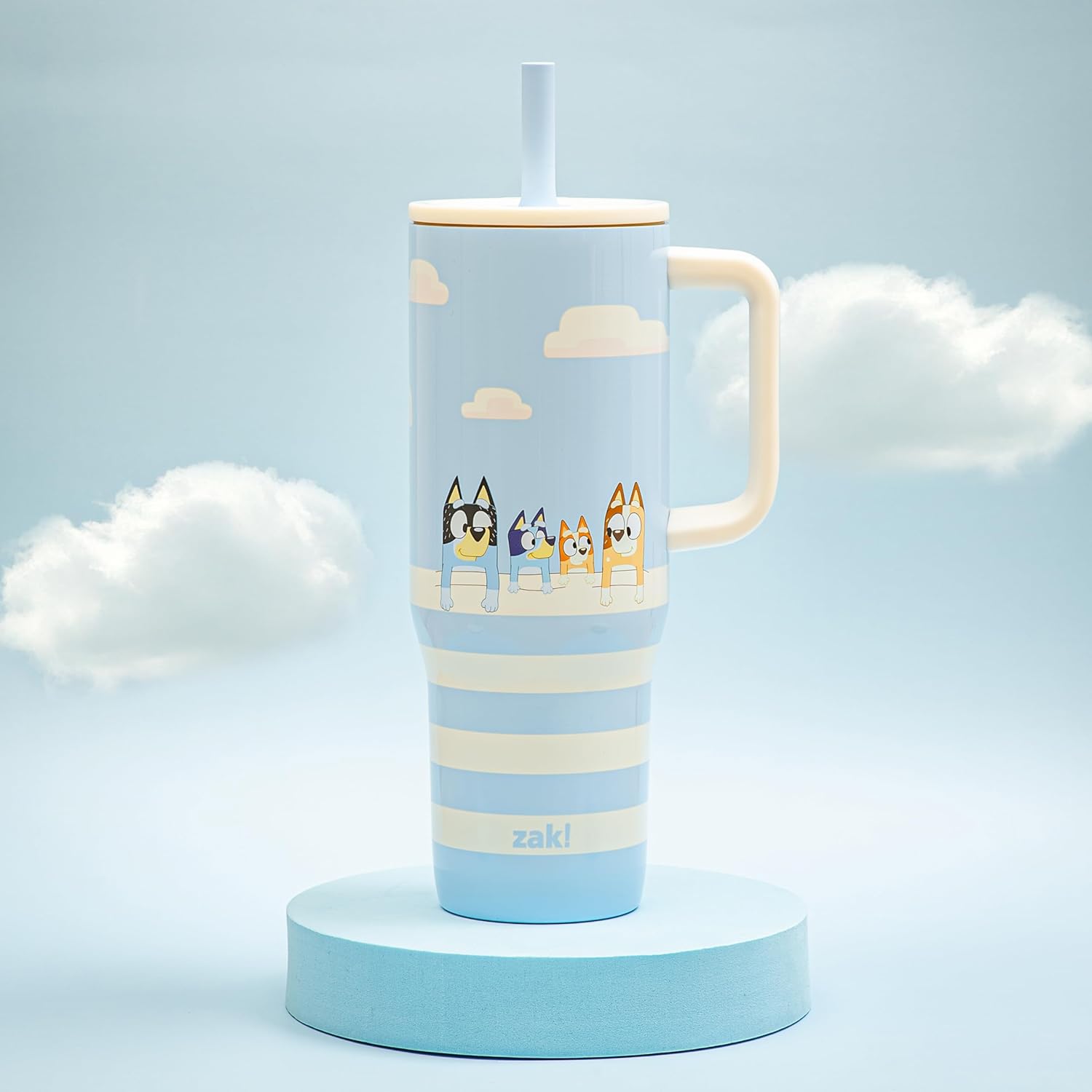 Zak Designs Bluey Sutton Travel Tumbler for On the Go, 30oz Stainless Steel with Vacuum Insulation, Silicone Straw, and Carry Handle for Cold Drinks (Bluey, Bingo, Bandit, Chilli) - Image 8