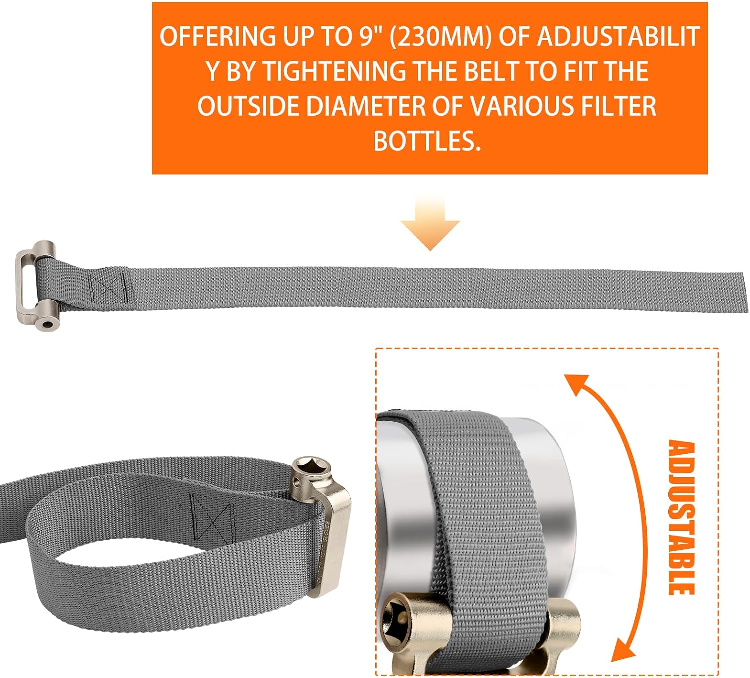 Oil Filter Strap Wrench - 1/2" Drive Filter Strap Wrench for Replace Auto Truck RV Motorcycle Oil Filter and Water Filter