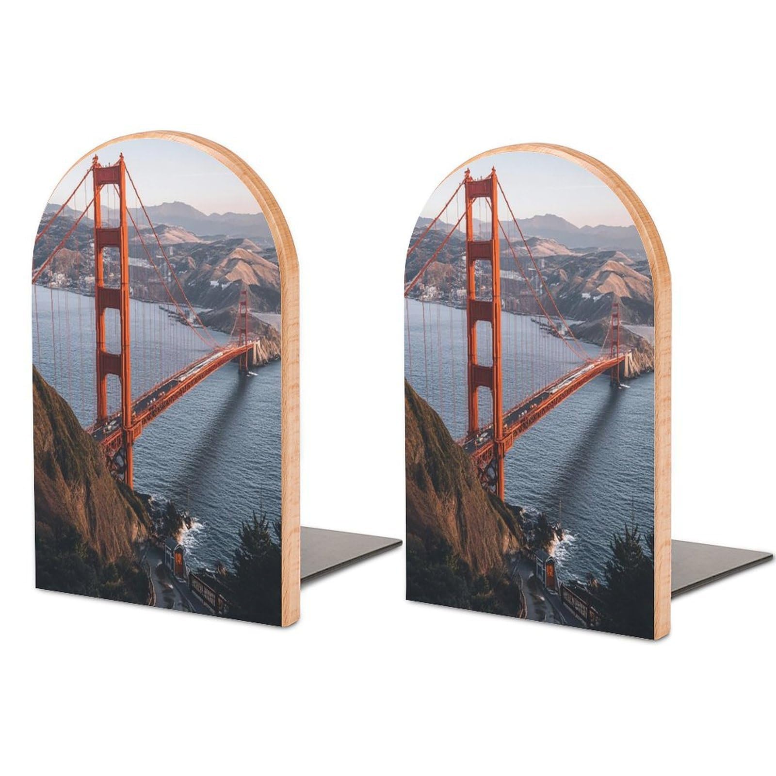 Sujetalibros decorativos de madera San Francisco Golden Gate de alta resistencia