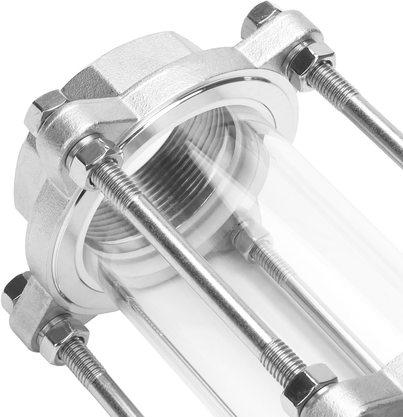 DERNORD in-Line Sight Glass with Female Thread,Flow Sanitary Straight Sight Glass SUS316 2" NPT Female