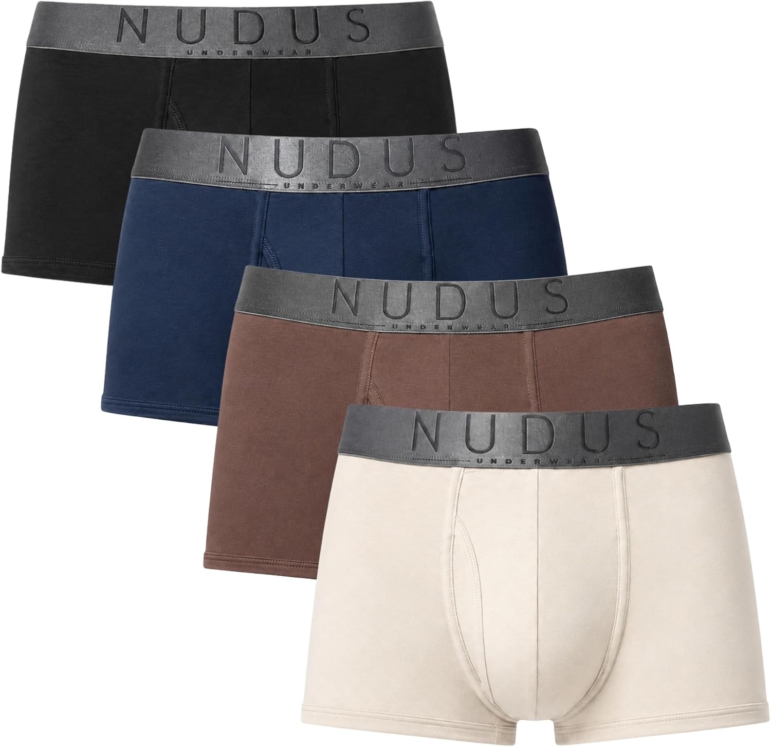 NUDUS Mens Modal Underwear with Fly – Breathable, Moisture Wicking, No Roll Silk Waistband, Tagless Soft Underwear for Men