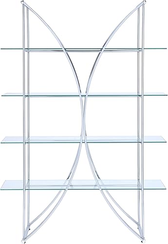 Miniatura 4 de Coaster Home Furnishings X-Motif - Librería con estantes de vidrio de estilo flotante, cromado y transparente, 16 pulgadas de profundidad x 48