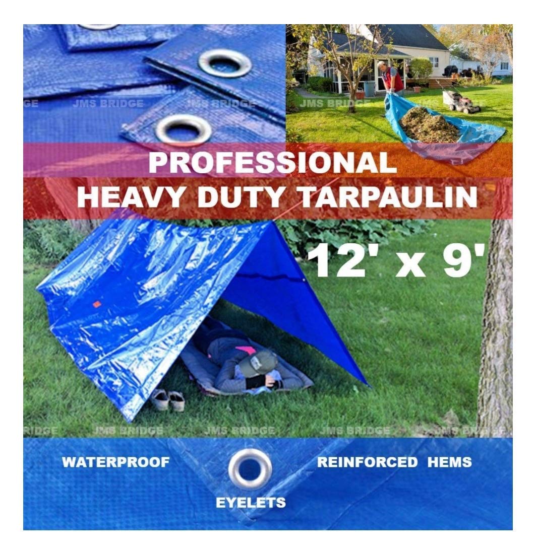 Jms Bridge Blue Tarpaulin Waterproof Heavy Duty Sheet 12Ft X 9Ft - Single Pack