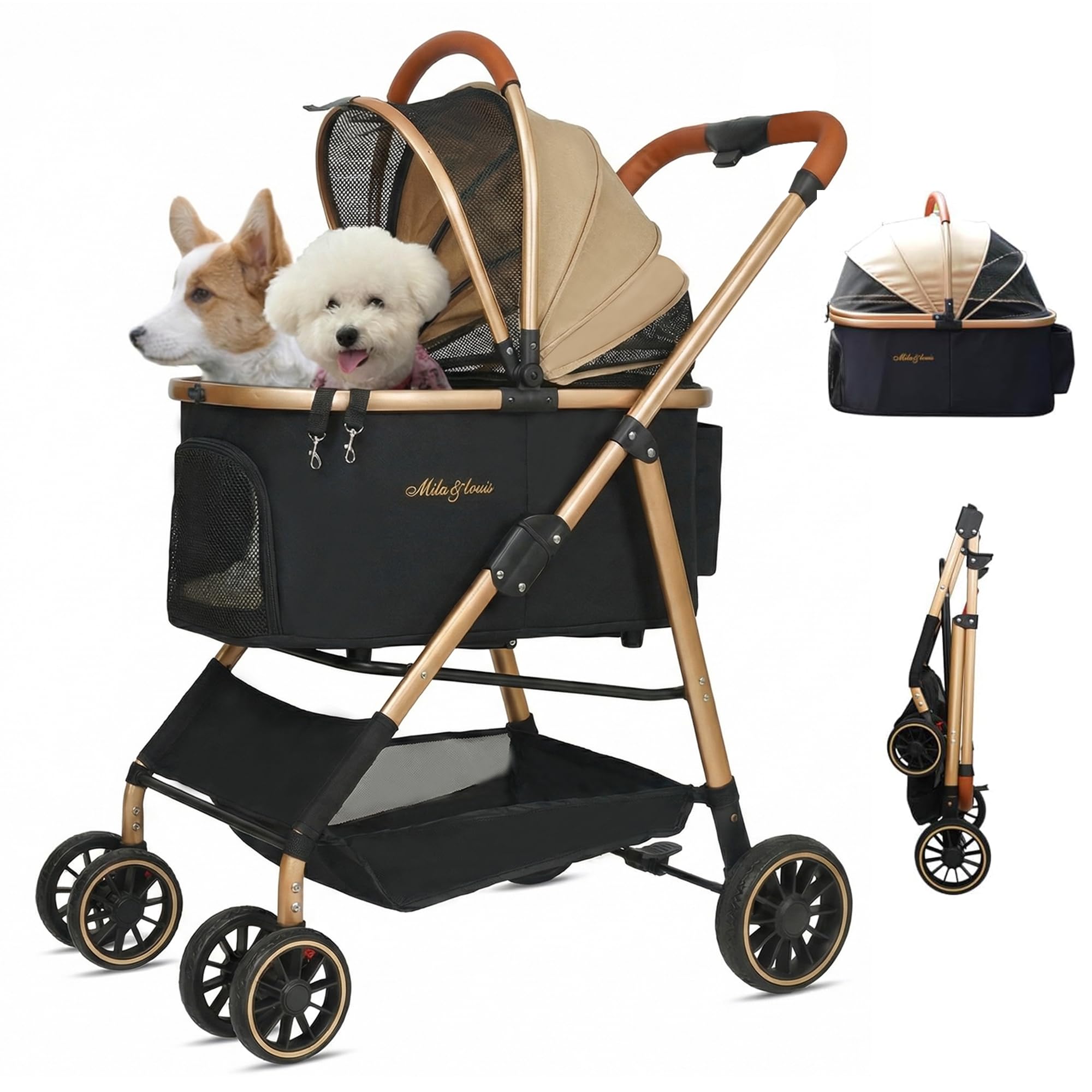 ※終了※★極美品★⭐︎amazonより安く⭐︎MILA&LOUIS ペットカート 分離・取り外し可能！防水生地 MILA&LOUIS 分離型ペットカート 4輪軽量ワンタッチ折りたたみ