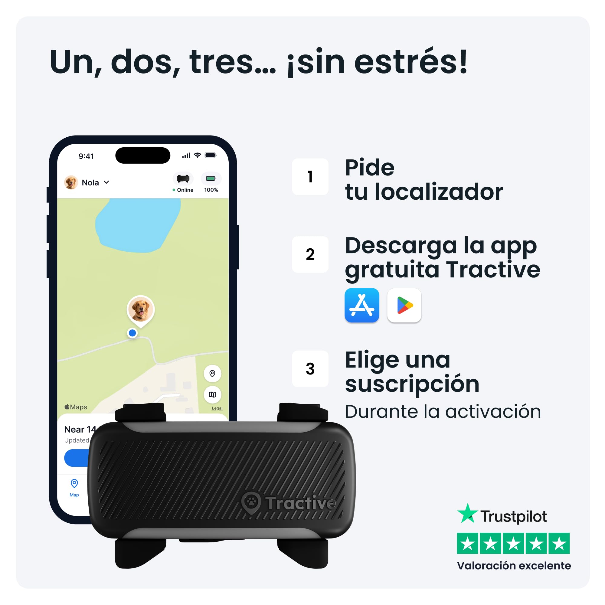 Tractive GPS para Perros Inteligente | Edición 2026 | Localización GPS en Tiempo Real | Alertas antifuga y avisos de Salud | Monitorización de Constantes Vitales | Batería de Larga Duración (Negro)