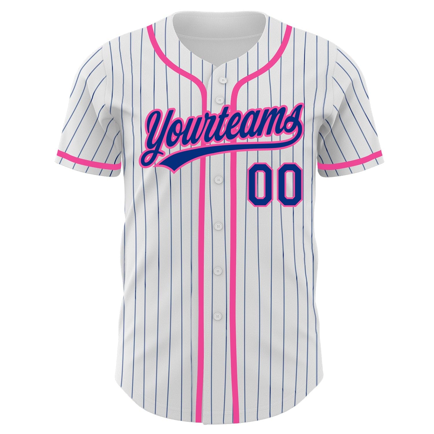 Generic Custom Pinstripe Baseball Jersey, Printed Stitched Personalized Name Number, Royal Pink White Baseball Shirt Women Men Youth