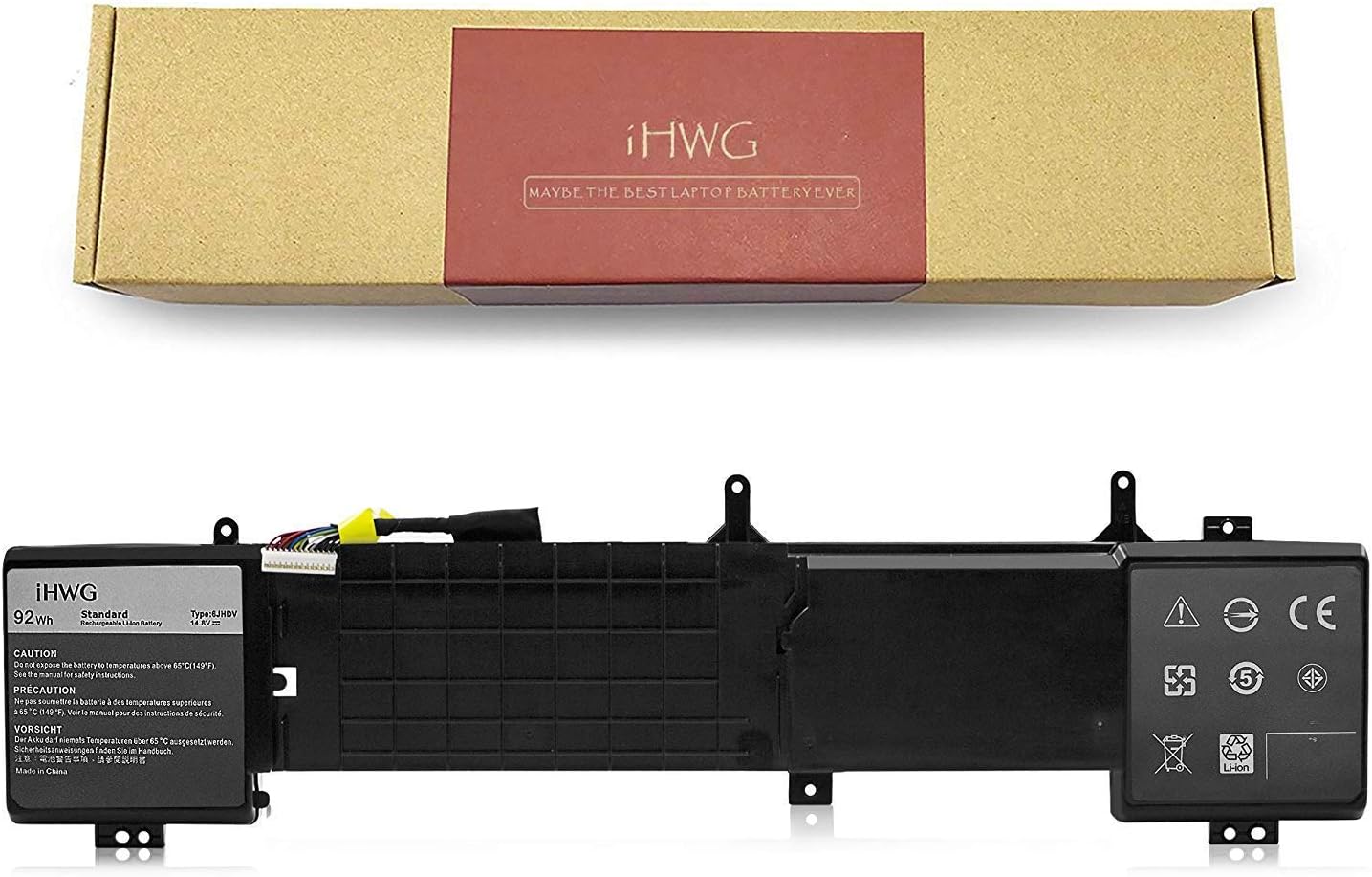 iHWG 6JHDV Battery (14.8V/92Wh) for Dell Alienware 17 R2 17 R3 ALW17ED-1728 ALW17ED-3728 ALW17ED-4718 5046J P43F Series, Fits 6JHDV