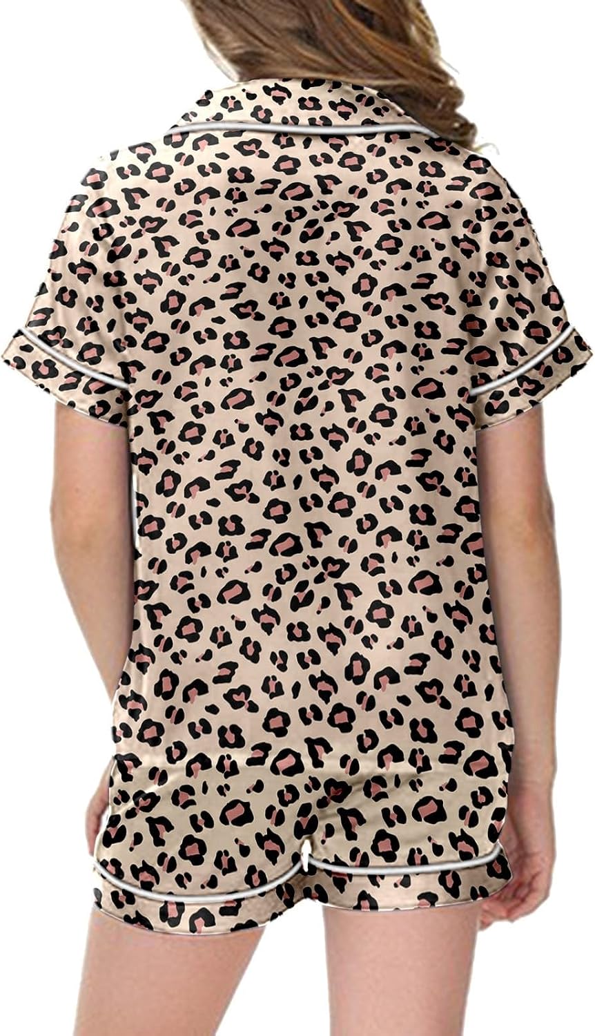 Girls 2 Piece Sets 2026 Short Sleeve Button Shirts And Shorts Set Print Crewneck Print Breathable Lightweight Clothing Set
