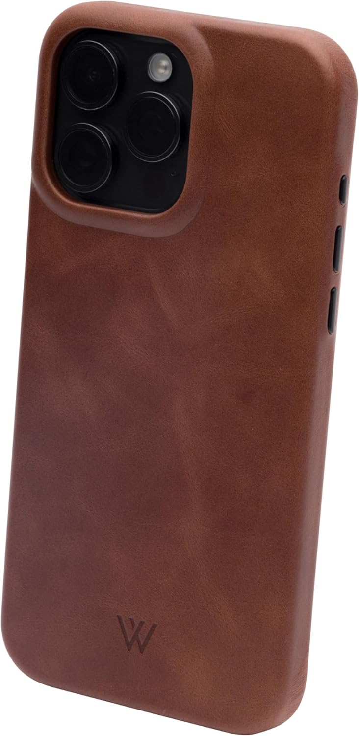 Wilken Leather Slim Phone Case Compatible with iPhone 15 Pro Max | Compatible with MagSafe & Wireless Charging | Premium Top-Grain Leather Cover with Metal Buttons (15 Pro Max, Brown) - Image 7
