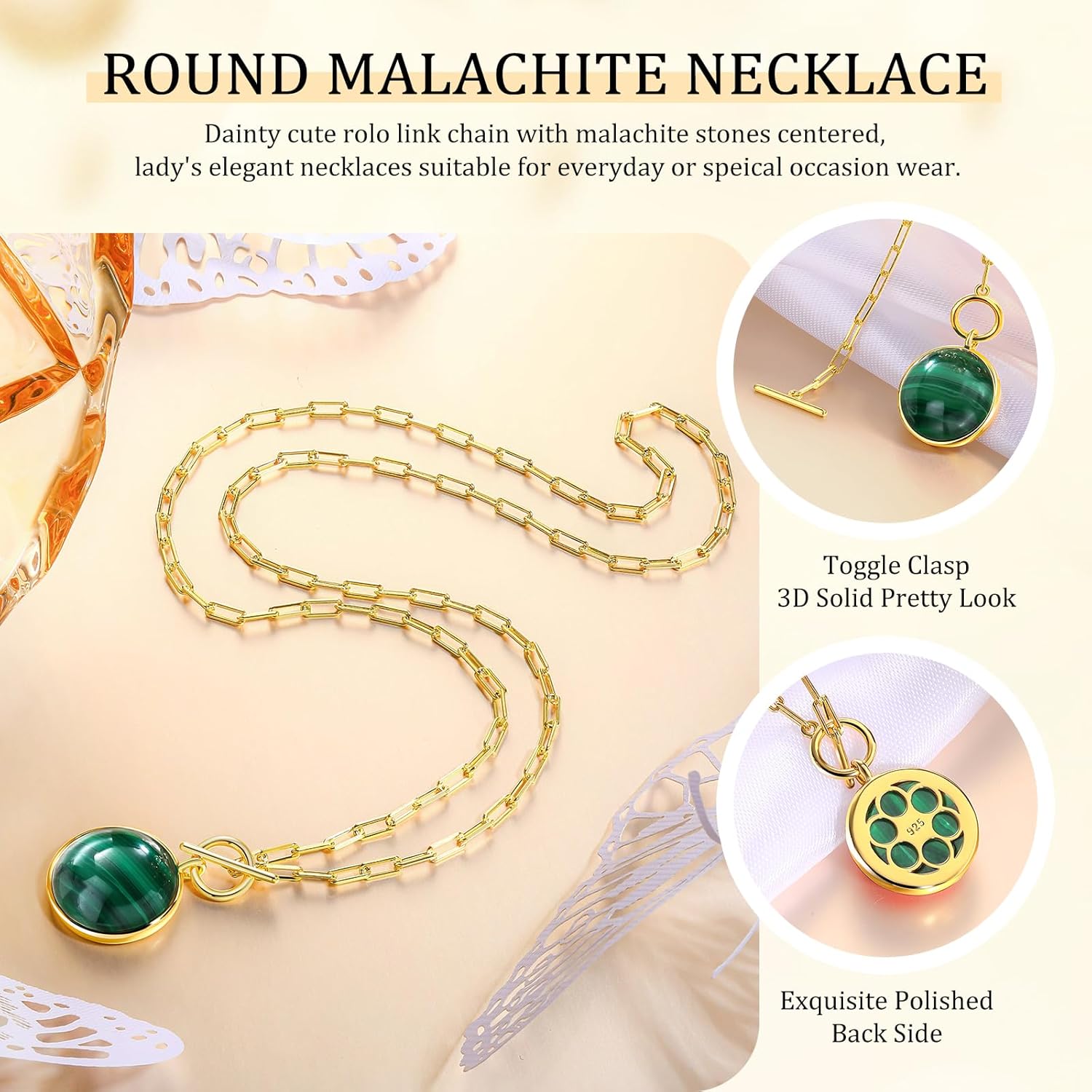 AIBAO Natural Turquoise/Coral/Lapis Lazuli/Malachite Necklaces for Women Sterling Silver Gemstone Toggle Necklace Western Boho Jewelry - Image 5