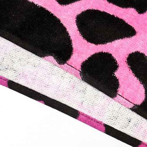 Miniatura 5 de GIELYPANO Toalla de playa 100% algodón con estampado de leopardo, ultra suave, absorbente, de secado rápido, toallas de playa color rojo rosa, 60 x