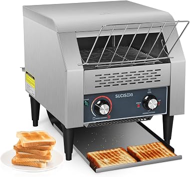 Commercial Toaster 300 Slices/Hour Industrial Conveyor Toaster 1900W Stainless Steel Restaurant Toasters for Croissants Toast Bun Bagel Bread