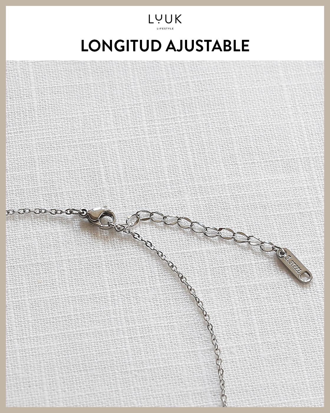 LUUK LIFESTYLE Collares de acero inoxidable para mujer con finos amuletos de la suerte y tarjeta mensaje HAPPINESS, Idea de regalo Mujer, Hermana, Hija, Navidad, Plateado, Dorado, Oro rosa (50cm ca.)