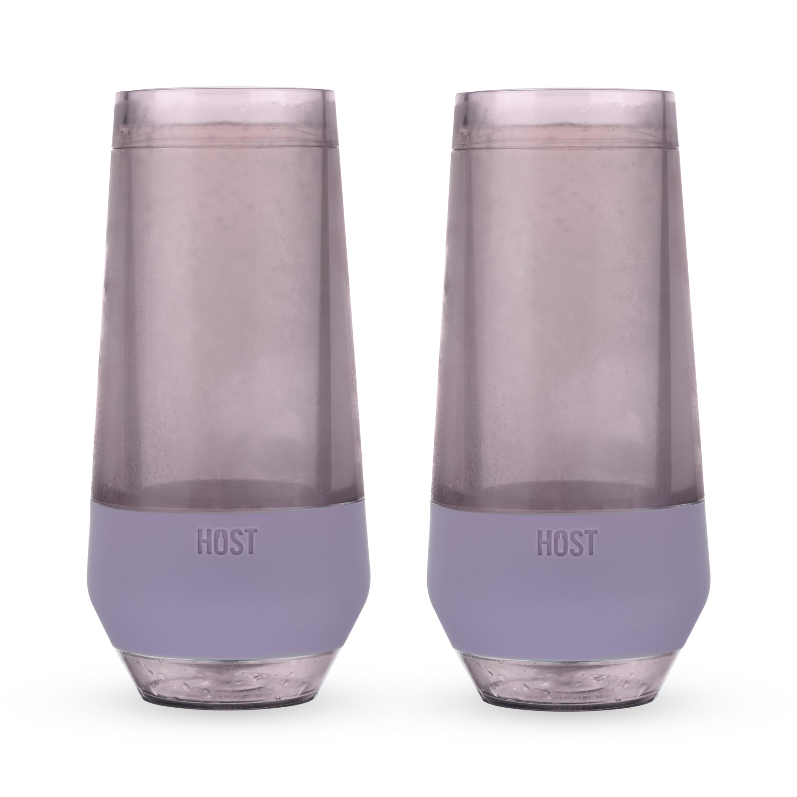 Host Champagne Freeze doppelwandiges Weinglas ohne Stiel für Sekt, Gläser, Trinkbecher, 266 ml, farbige Kunststoffgläser, dunkelviolett, 2 Stück