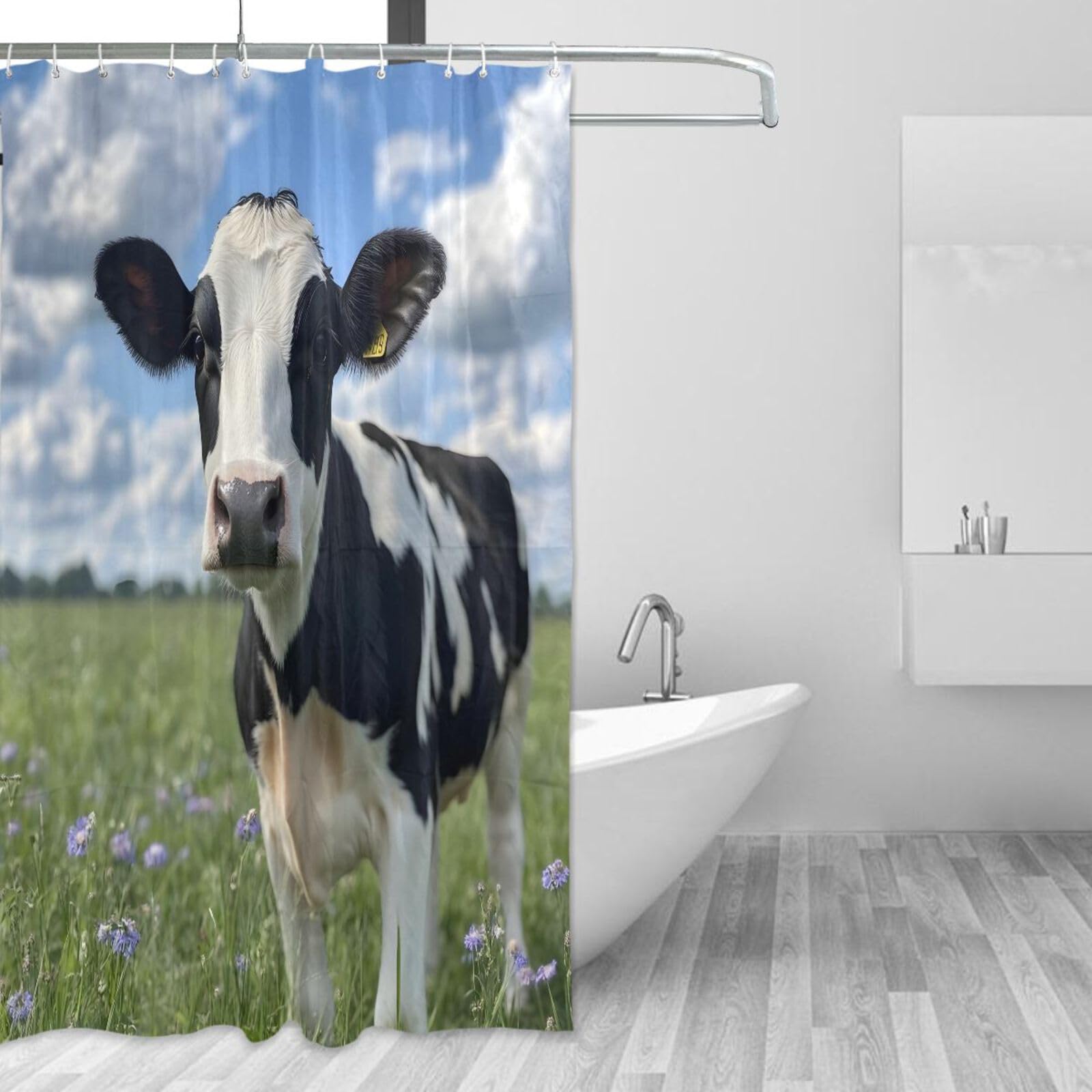 Rideau de douche lavable anti-moisissure en tissu imperméable 157 x 183 cm
