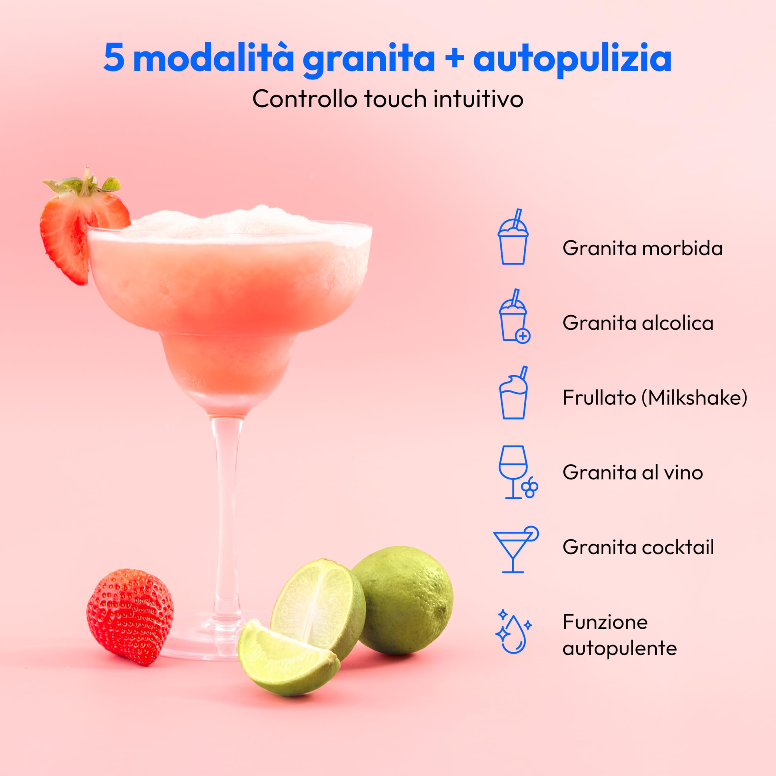 MEDION Macchina per granite (capacità 2,6 L, contenitore 1,9 L, slush maker per bevande, 5 modalità, tempo di preparazione 30–60 min, compressore), MD12090, argento