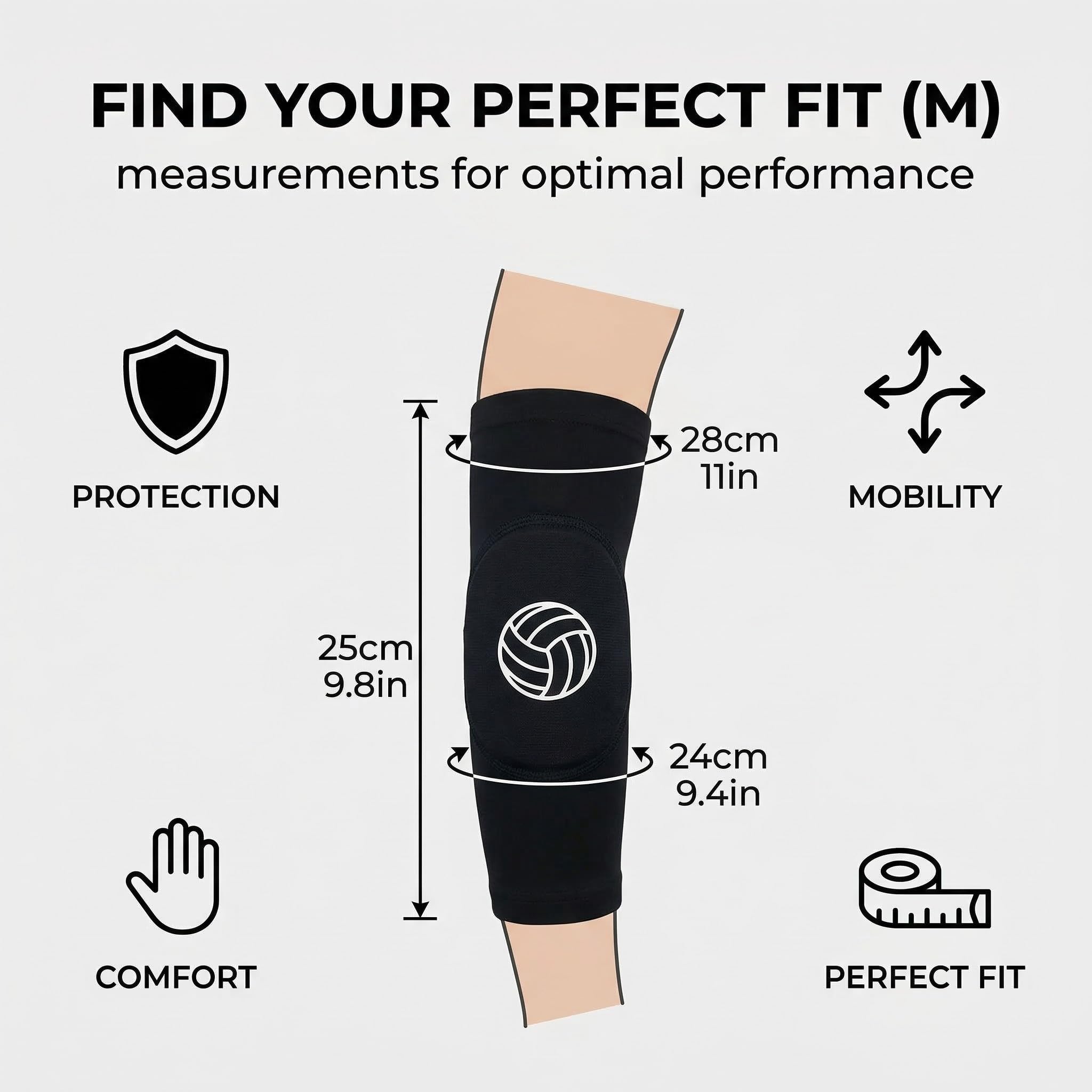 Protectores de Brazo de Voleibol, Antebrazo con Almohadilla de Protección Antideslizante y Orificio para el Pulgar, para Entrenamiento y Partido, M — view 5