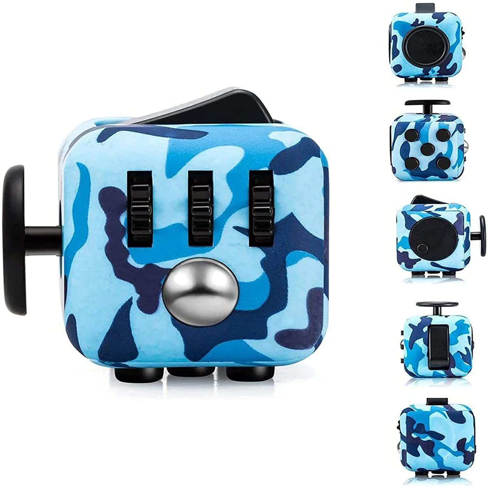 Figit Toys 6 Sides Hands Heel Gadget Every Day Carry Fiddle Device Helps to Relieve Stress,Anxiety,ADHD,Autism for Adults and Kids Suitable For Adults As Gifts For Boys and Girls,Camo blue