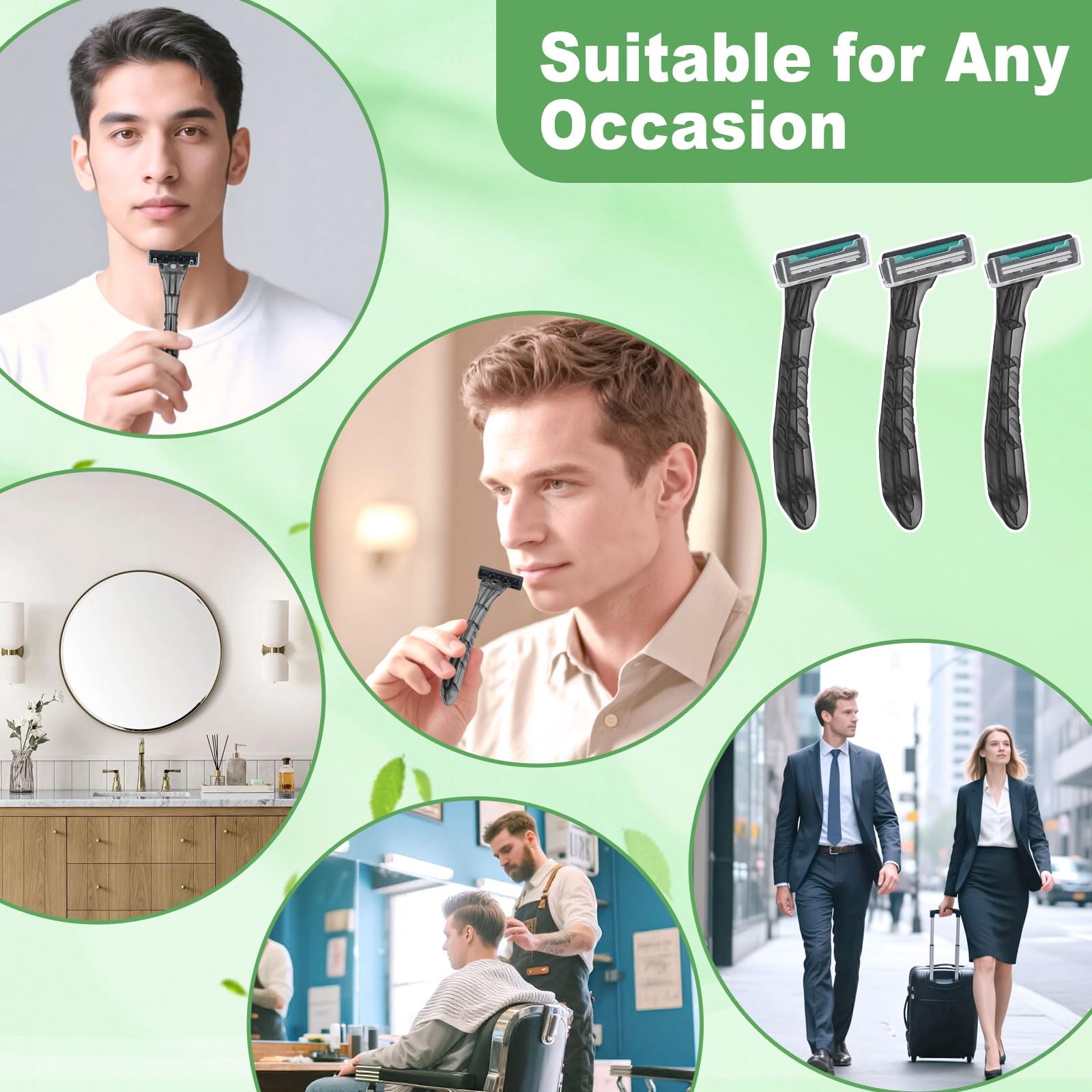 Rasoi usa e getta, grigi, confezionati singolarmente, con crema da barba per hotel, rifugi, senzatetto, case di cura, enti di beneficenza, chiese (confezione da 30)