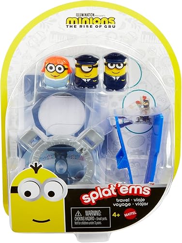 Miniatura 6 de Minions: The Rise of Gru Splat'ems Multipack Pilot con 3 mini figuras de Minion con lanzador de lujo y objetivos adhesivos, regalo para niños de 4