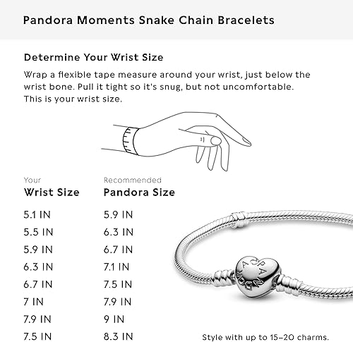 Miniatura 7 de Pandora Jewelry Moments Heart Clasp Snake Chain Charm Bracelet