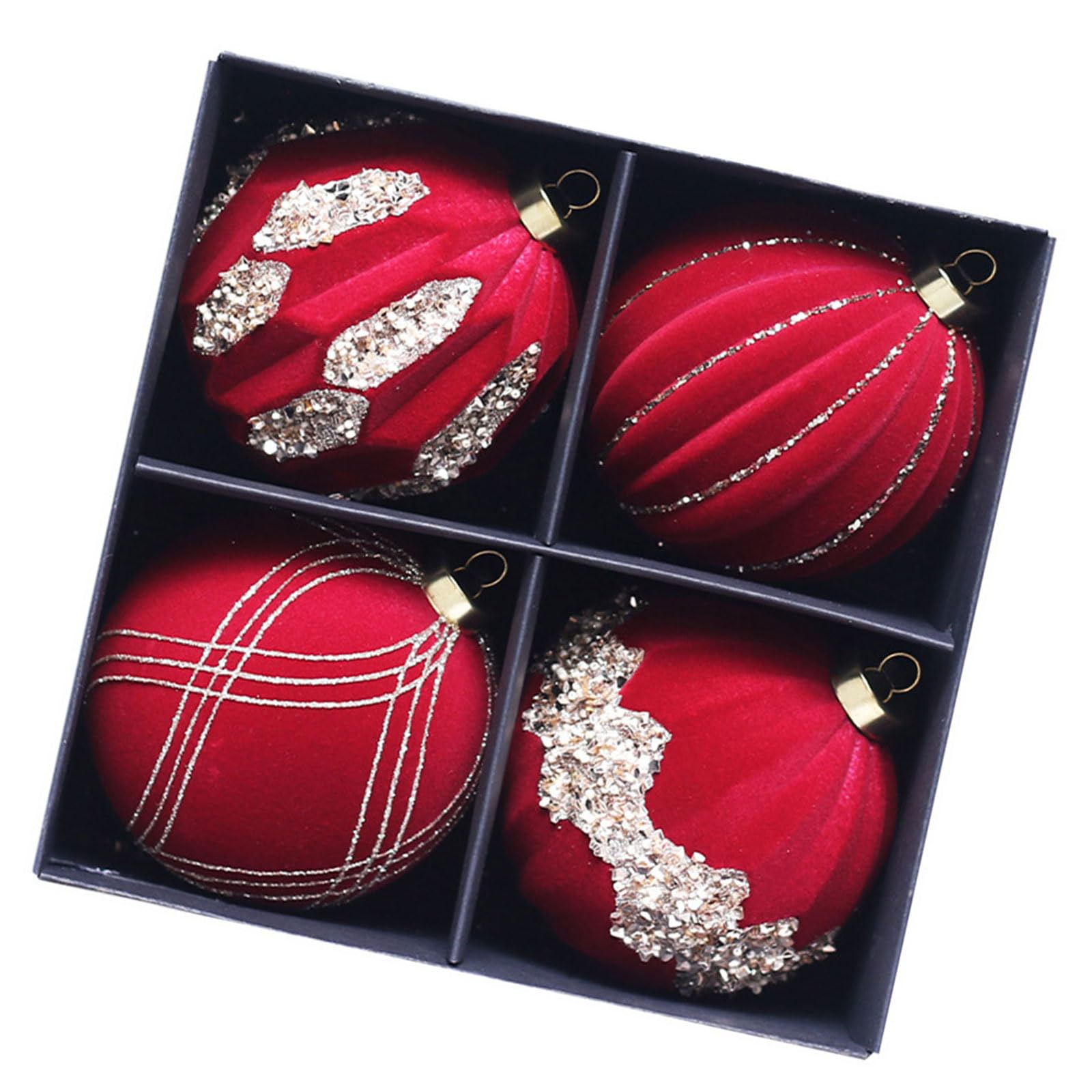 Tsophreniq 4pcs Festival Christmas Sphere Ornament Flocking Christmas Sphere Ornament for Indoor Baubles Decorations Tree