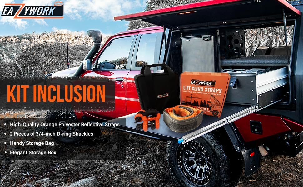 Miniatura 10 de Correas de elevación súper resistentes de 3 x 10 pies, 25000 libras, capacidad de carga de rotura, grúa de elevación resistente, correa de salvador