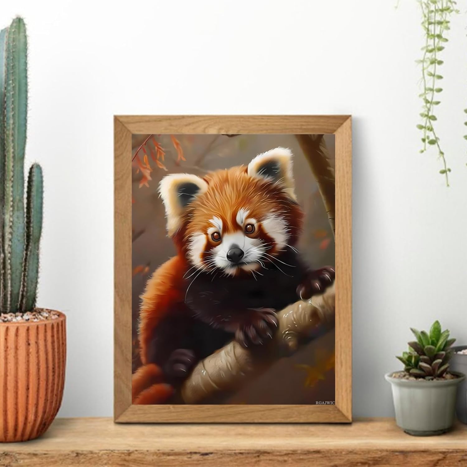 RGAJWIC 5D The Cute Red Panda Painting Diamond Painting Kits for Adults Beginner, DIY Red Panda Diamond Art for Home Wall Decor Gifts Full Drill Round Gem Art 12x16 inch image 2