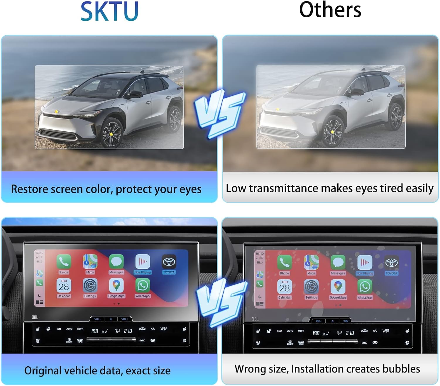 SKTU 2Pcs Screen Protector for 2023-2025 Toyota bZ4X/Subaru Solterra 12.3 Inch Navigation Toyota bZ4X 2024 2025 Accessories Ultra Clear, Anti-Scratch