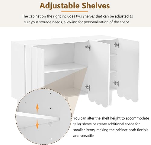 Vista 53 de Armario de zapatos independiente con 4 cajones abatibles, moderno organizador de almacenamiento de zapatos de 2 niveles con cajones, zapatero 4