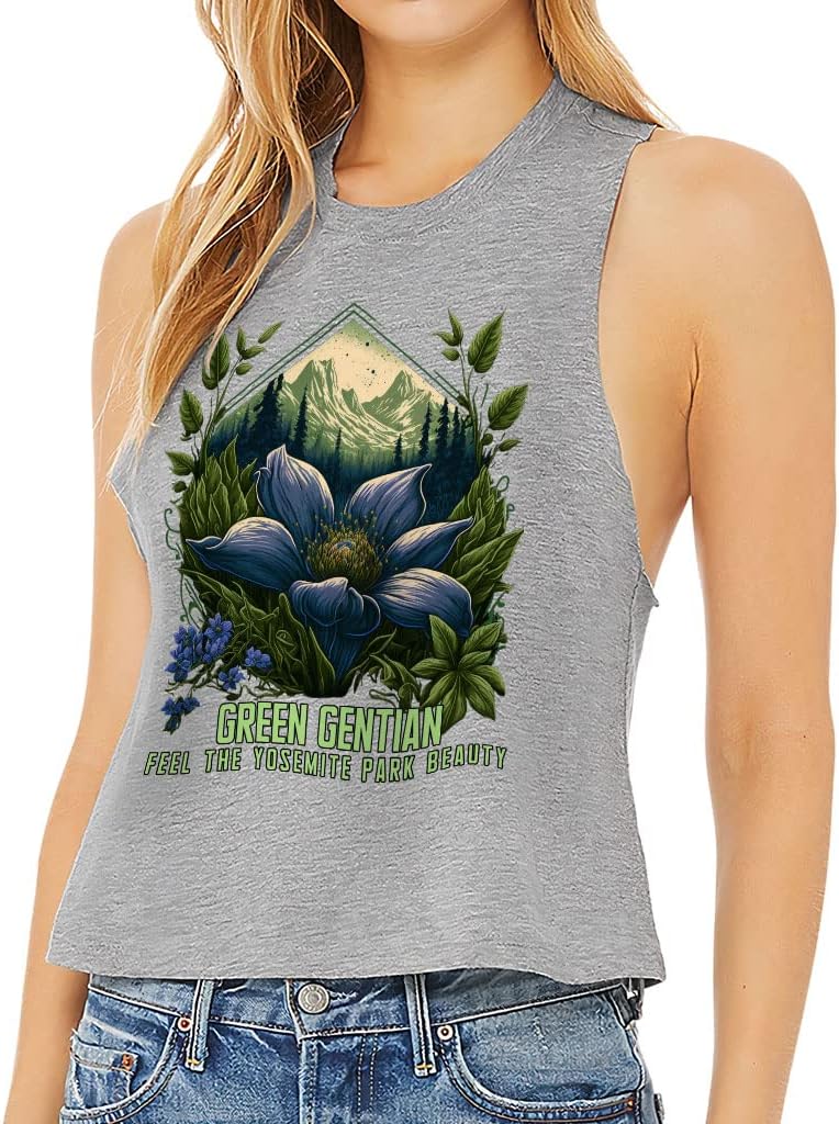 Floral Design Racerback Cropped Tank - Graphic Women's Tank - Colorful Tank Top