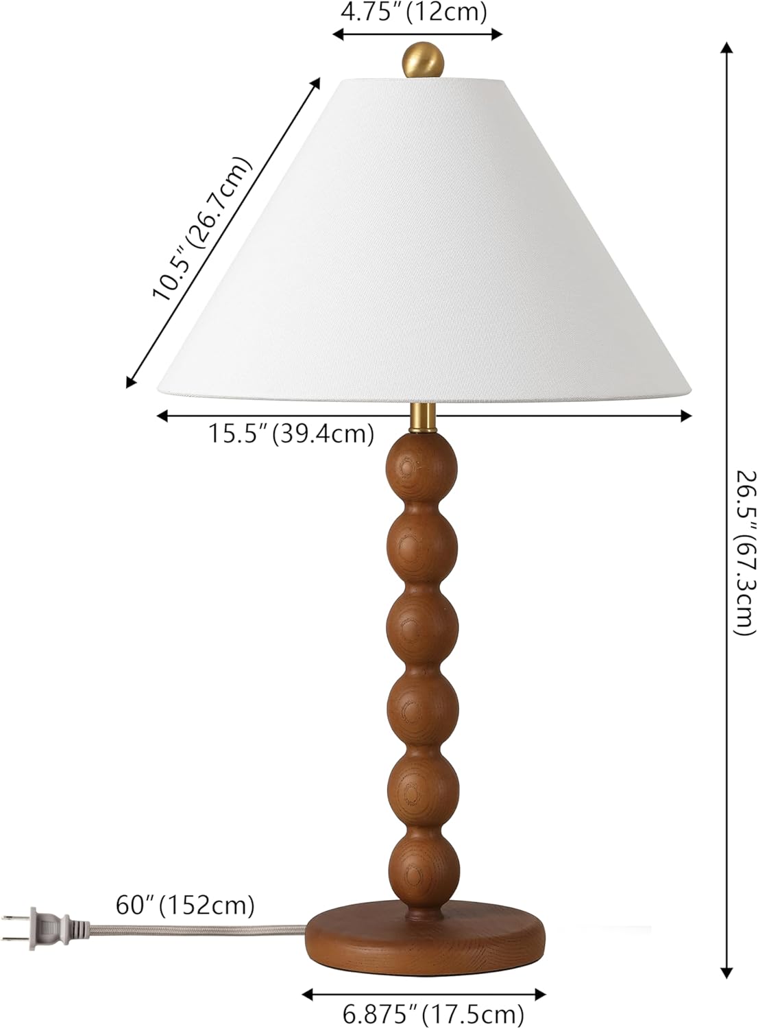 SAFAVIEH Lighting Collection Sanne Natural Brown Resin Stacked Ball 27-inch Table Lamp for Bedroom, Living Room, Home Office, Desk, Nightstand (LED Bulb Included)