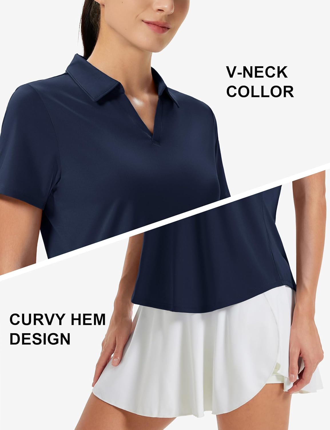 MAGCOMSEN Women's Golf Shirts Short Sleeve Polo UPF 50+ V Neck Collared Tops Quick Dry Tennis Athletic T Shirts - Image 4