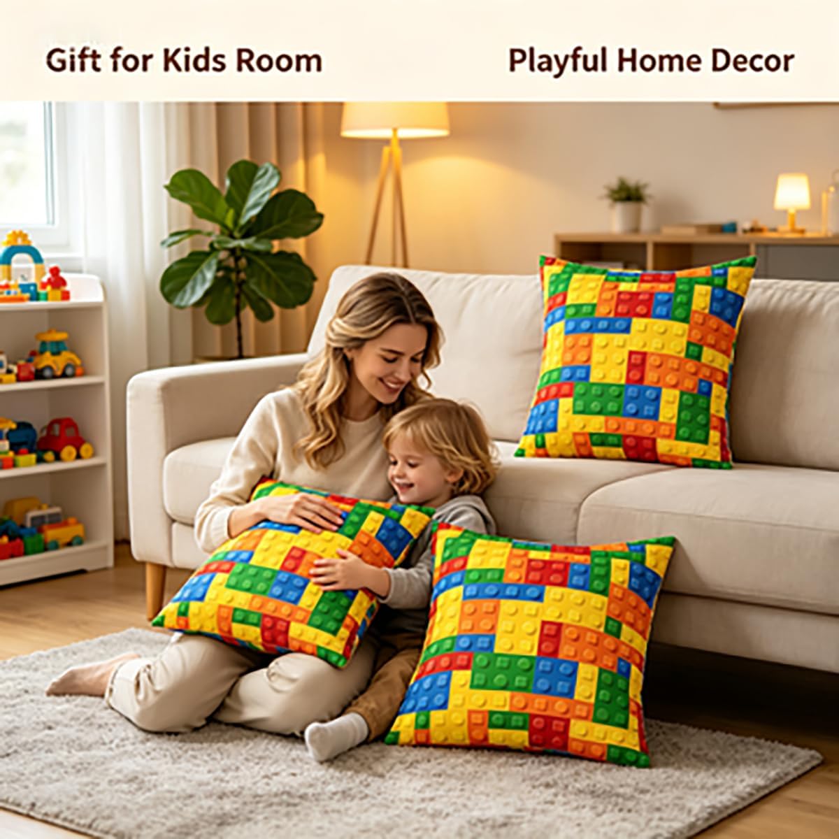Feelyou Games Throw Color Pillow Covers Set of 2 18x18 Inches Reversible image 3