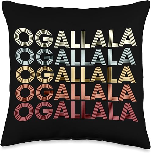 Ogallala Nebraska Ogallala NE Retro Vintage Almohada de texto 16 x 16 pulgadas multicolor Ogallala Nebraska Ogallala NE Retro Vintage Almohada de texto 16 x 16 pulgadas multicolor