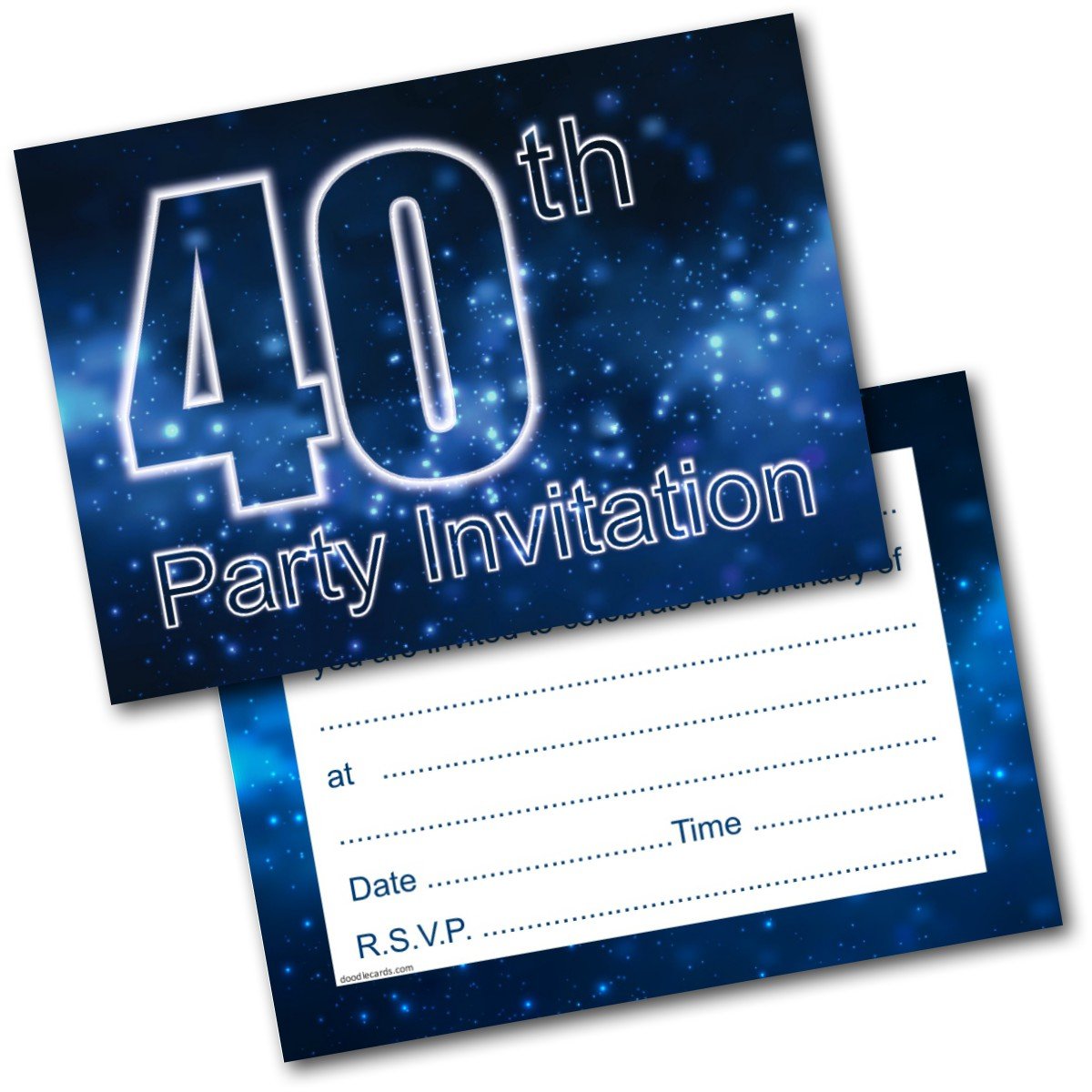 doodlecards 40Th Birthday Party Invitations Male Invites Pack of 20 Postcards and Envelopes