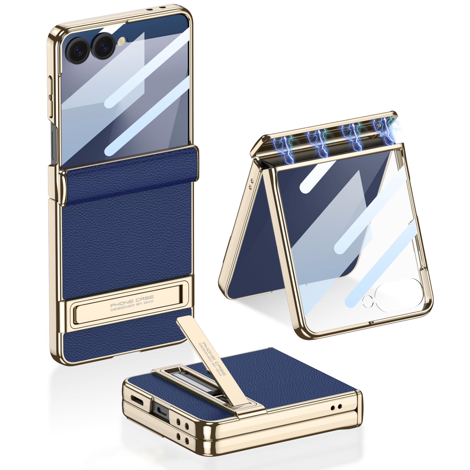 Midkart Magnetic Cover Compatible with Samsung Galaxy Z Flip 7 Release 2025 Hinge Protection Leather Case Kickstand Electr...